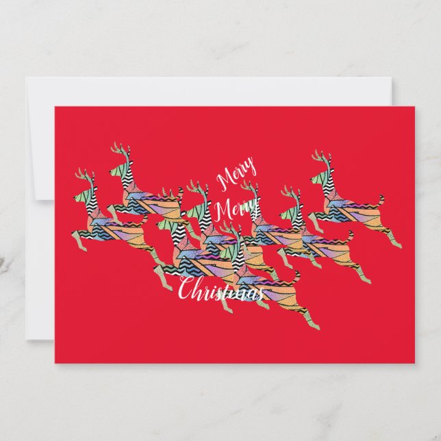 Merry Christmas Leaping Deer  Holiday Card (Front)
