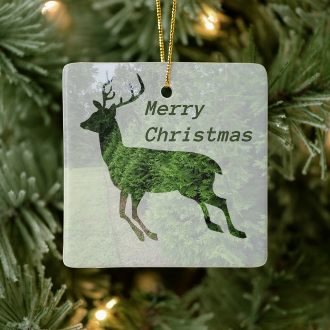 Merry Christmas Leaping Deer Ornament (Tree)