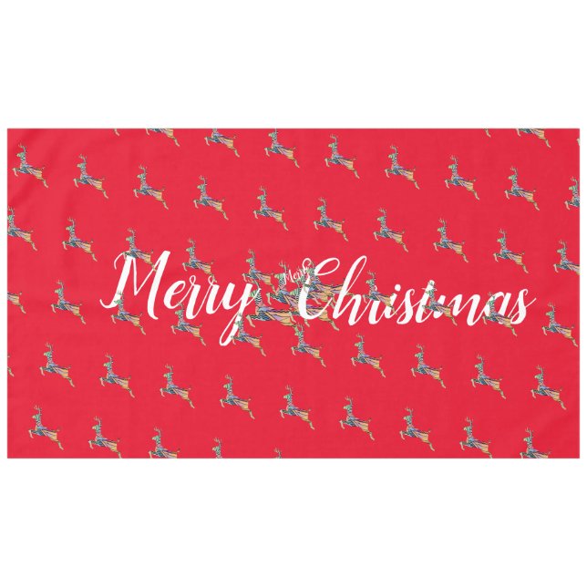 Merry Christmas Leaping Deer  Tablecloth (Front (Horizontal))