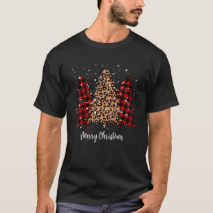 Merry Christmas Leopard and Buffalo Plaid Trees Xm T-Shirt