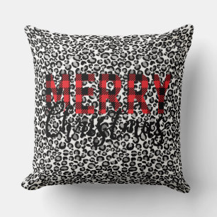 Merry Christmas Leopard Animal Print Pillow