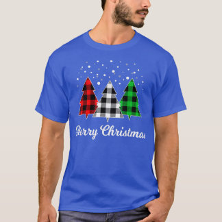 Merry Christmas Leopard Buffalo Plaid Christmas Tr T-Shirt