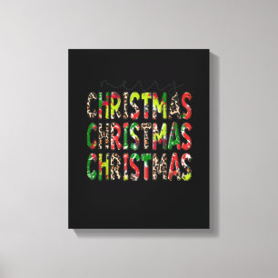 Merry Christmas Leopard Buffalo Plaid Kids Boy Wom Canvas Print
