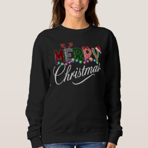 Merry Christmas Leopard Buffalo Red Plaid For Men Sweatshirt