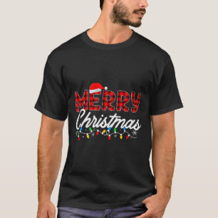 Merry Christmas Leopard Buffalo Red Plaid For Men T-Shirt