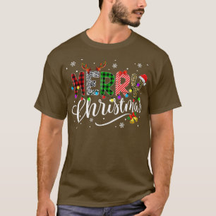 Merry Christmas Leopard Buffalo Red Plaid Fun Xmas T-Shirt