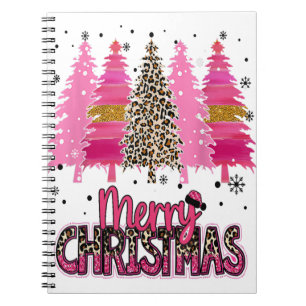Merry Christmas Leopard Buffalo Red Plaid Kids Men Notebook