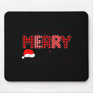 Merry Christmas Leopard Buffalo Red Plaid Santa Ha Mouse Pad