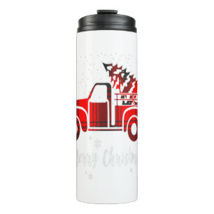 Merry Christmas Leopard Buffalo Truck Tree Red Pla Thermal Tumbler