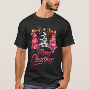 Merry Christmas Leopard Cowhide Nk Xmas Tree Rodeo T-Shirt