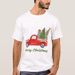 Merry Christmas Leopard Plaid Christmas Tree Red T T-Shirt