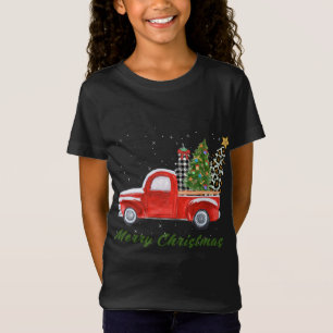 Merry Christmas Leopard Plaid Christmas Tree Red T T-Shirt