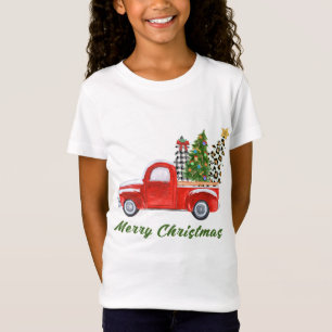 Merry Christmas Leopard Plaid Christmas TreeRed Tr T-Shirt