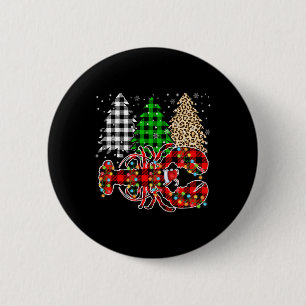 Merry Christmas Leopard Plaid Tree Funny Lobster A 6 Cm Round Badge