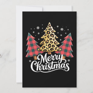 Merry Christmas Leopard Plaid Tree Xmas Holiday Card