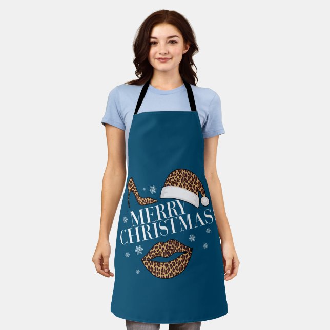 Merry Christmas leopard print women's Apron (Worn)