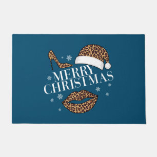 Merry Christmas leopard print women's Doormat