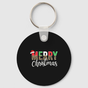 Merry Christmas Leopard Print Xmas Family Matching Key Ring