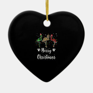 Merry Christmas Leopard Red Green Plaid Flamingo Ceramic Tree Decoration
