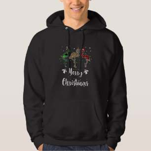 Merry Christmas Leopard Red Green Plaid Flamingo Hoodie