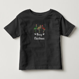 Merry Christmas Leopard Red Green Plaid Flamingo Toddler T-Shirt