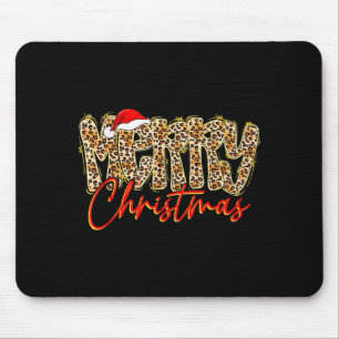 Merry Christmas Leopard Xmas Santa Holiday Family  Mouse Pad
