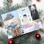 Merry Christmas Let it Snow Holiday Photo Collage<br><div class="desc">Celebrate the Holiday Season with this "Let it Snow" Merry Christmas Photo Collage Card. A rustic winter wonderland illustration of a house in the woods is nestled between your 4 favourite photos. Add your family name to the front and custom message/Christmas letter on the back. The perfect holiday card for...</div>