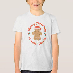 Merry Christmas Let's Bake Cookies Gingerbread Man Tri-Blend Shirt