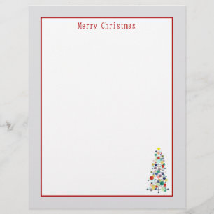 Merry Christmas Letter Mid Century Tree Ornaments Custom Letterhead