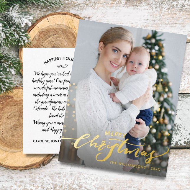 Merry Christmas Letter Vertical Holiday Photo Gold (Creator Uploaded)