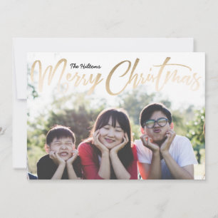 Merry Christmas Letterin Gold Foil Christmas Photo Holiday Card