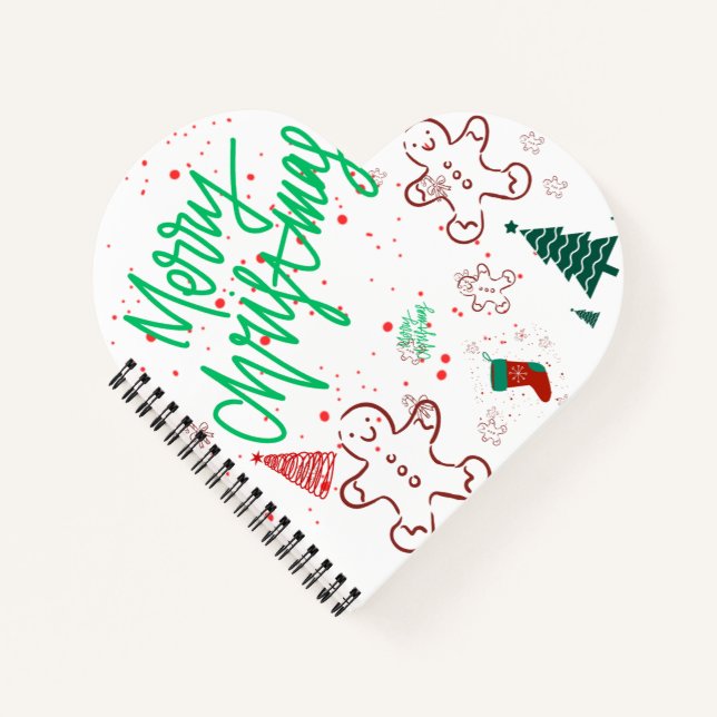 Merry Christmas Lettering and Gingerbread Holiday. Notebook (Front)