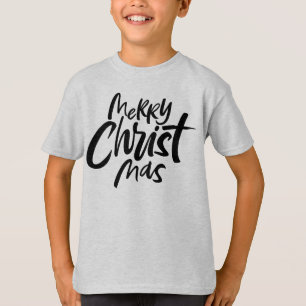 Merry Christmas Lettering Christian Jesus God    T-Shirt