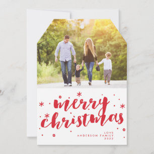 Merry Christmas Lettering Tag Photo Holiday Card