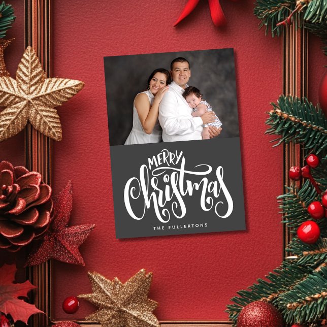 Merry Christmas Lettering Typography Photo Collage Holiday Card (Creator Uploaded)
