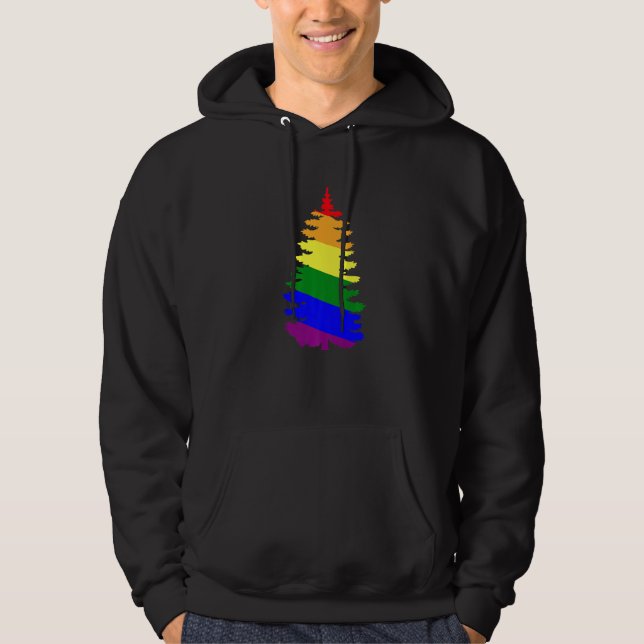 Merry Christmas LGBT Community Xmas Tree Gay Hoodie (Front)