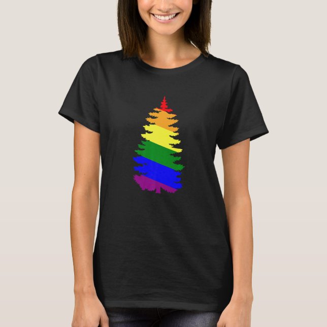 Merry Christmas LGBT Community Xmas Tree Gay T-Shirt (Front)