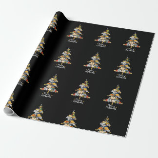 Merry Christmas Library Tree Cute Book Lover Libra Wrapping Paper