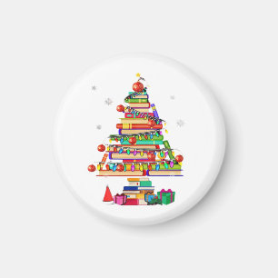 Merry Christmas Library Tree Magnet