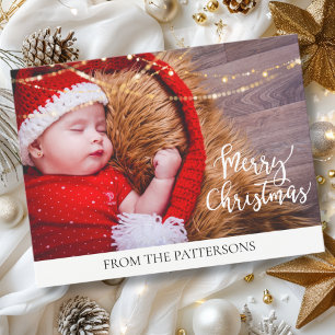 Merry Christmas Lichter Kundenspezifische Foto Holiday Postcard