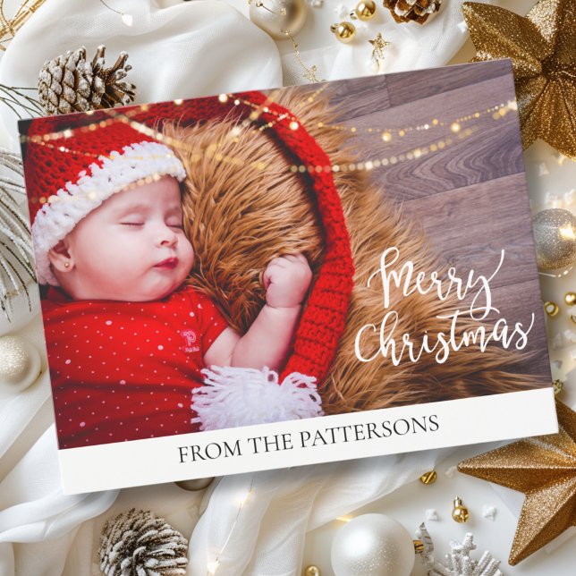 Merry Christmas Lichter Kundenspezifische Foto Holiday Postcard (Personalized, Merry Christmas Lichter Kundenspezifische Foto Holiday Postcard)