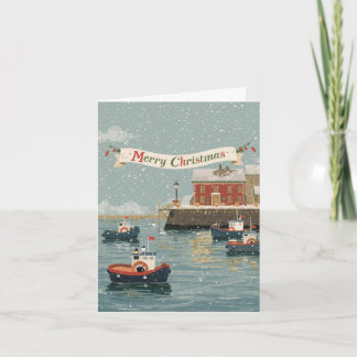 Merry Christmas Lifeboat Harbour Card