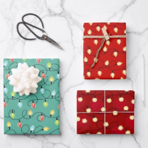 Merry Christmas Light Garland  Wrapping Paper Sheet