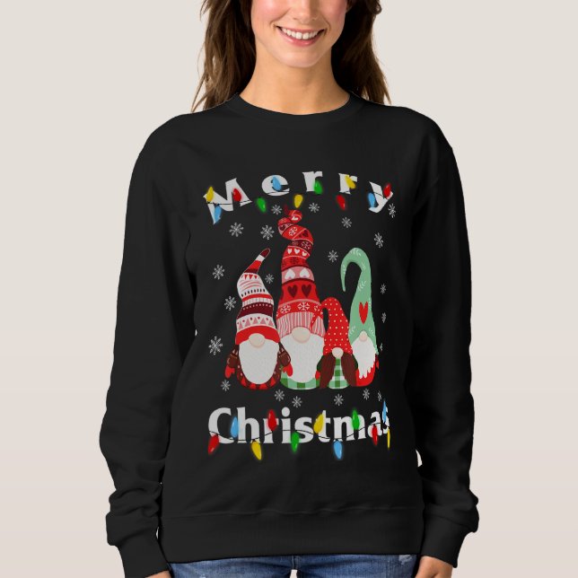 Merry Christmas Light Gnome Pyjamas Sweatshirt (Front)
