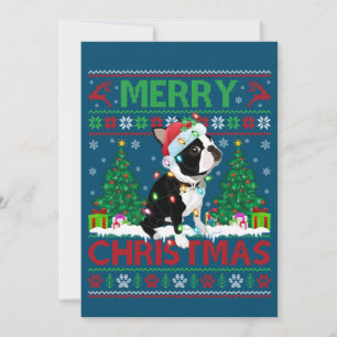 Merry Christmas Lighting Ugly Boston Terrier Chris Invitation