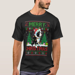 Merry Christmas Lighting Ugly Boston Terrier Chris T-Shirt