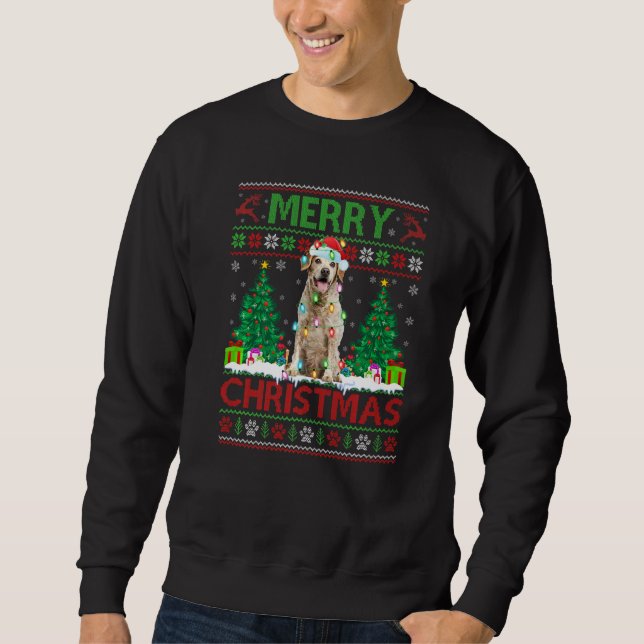 Merry Christmas Lighting Ugly Brittany Spaniel Dog Sweatshirt (Front)
