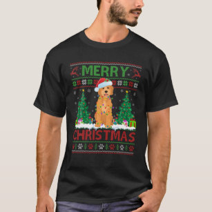 Merry Christmas Lighting Ugly Goldendoodle Christm T-Shirt