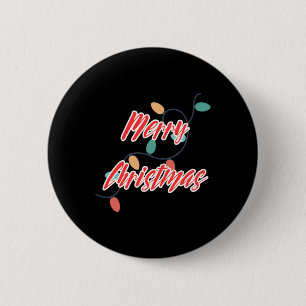 Merry Christmas Lights   6 Cm Round Badge
