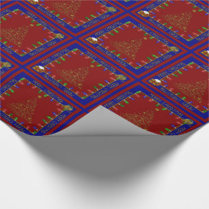 Merry Christmas Lights-Blue-Red-1-GIFT WRAP PAPER